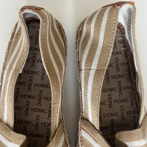 Vionic Coast 'Valeri' Women's US 6.5 Espadrille Flat Striped Beige White - Picture 4 of 8